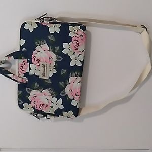 Canvaslife White Rose waterproof Patten Canvas Laptop Shoulder Messenger Bag